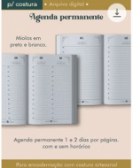 Agenda Permanente Preto e Branco Costura