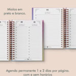 Agenda Permanente Preto e Branco Wire-o