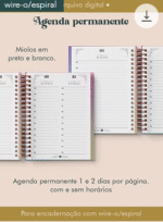 Agenda Permanente Preto e Branco Wire-o