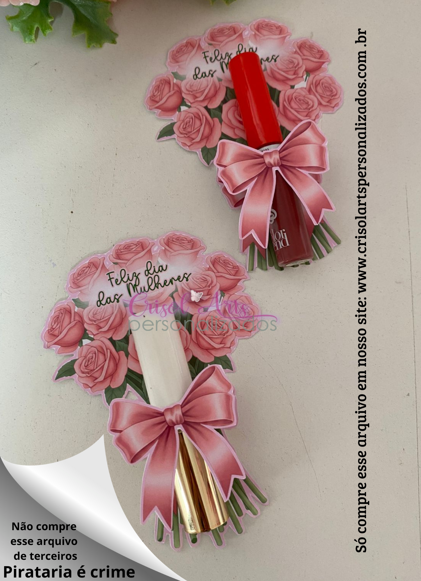 buquê porta batom glossy dia das mulheres Buquê porta batom glossy Dia das Mulheres - Imagem 1