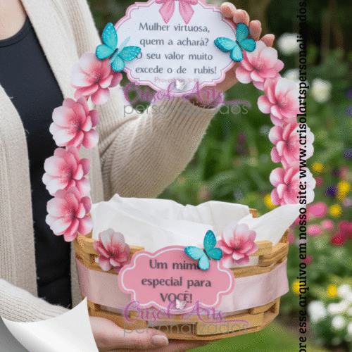 Decoração cesta Dia das Mulheres