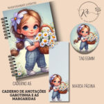 ARQUIVO DIGITAL CADERNO DE ANOTAÇÕES GAROTINHA E AS MARGARIDAS - Imagem 2