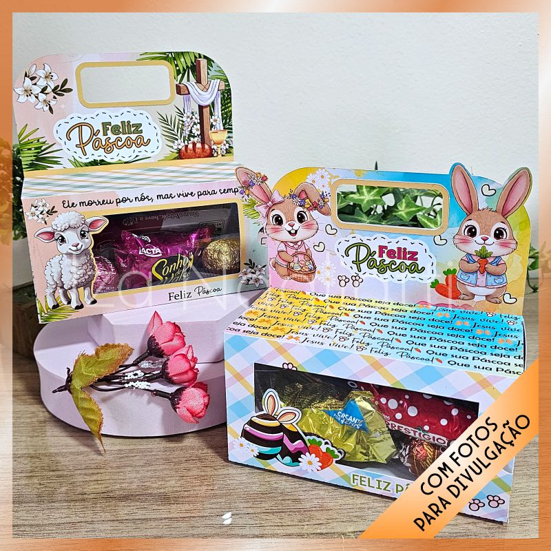 2 Caixinhas de alcinha com visor - Páscoa coelhos e cristã 2 Caixinhas de alcinha com visor – Páscoa coelhos e cristã - Imagem 1