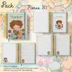 Caderno Pautado A5+Bloquinho A6 Flores N2 - Imagem 3
