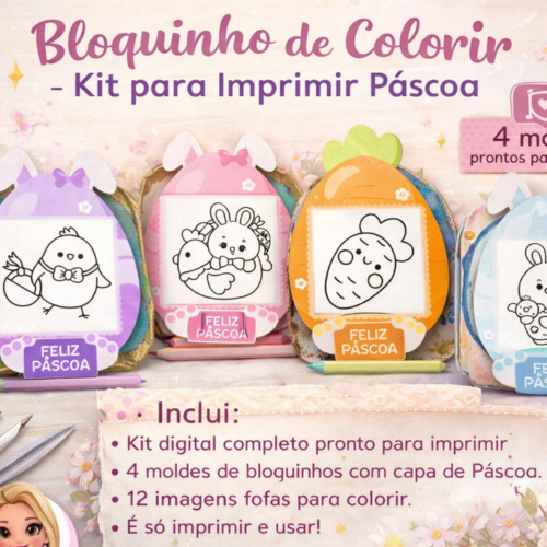 Kit para Imprimir e Colorir Páscoa