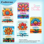 Caderno A5 Para Colorir Floral - Imagem 3