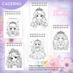 Caderno A5 Para Colorir Princesa Cute - Imagem 2