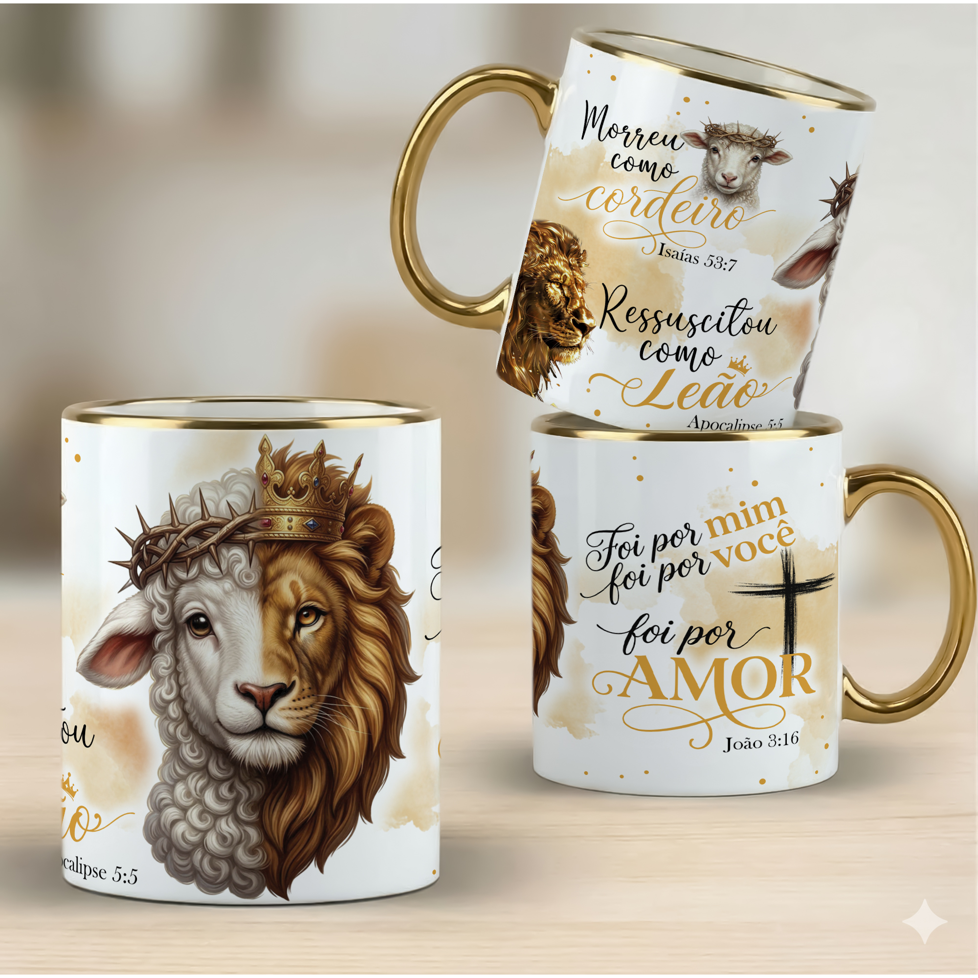 DOURADA Arte Caneca - CORDEIRO E LEÃO - Imagem 1