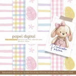 Papel digital Páscoa criativa rosa
