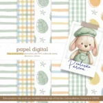 Papel digital Páscoa criativa verde