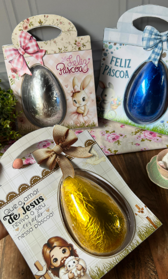 Sacolinha para blisters ovo 250 g Arquivo Sacola Páscoa - Imagem 1