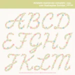 Kit Digital Alfabeto Florido – COMPLETO – Cliparts em aquarela - Imagem 7