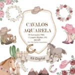 Kit digital Cavalos Aquarela