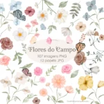 Kit Digital Aquarela Flores do Campo