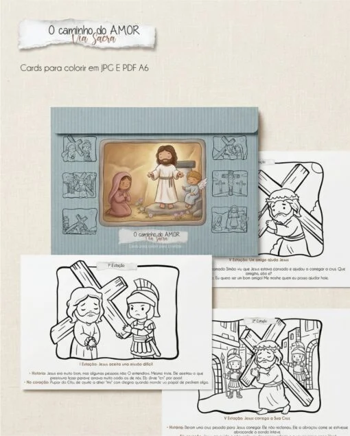 1-12-510x635 Kit Pronto para Imprimir: Cards A6 VIA Sacra para crianças - Imagem 1