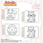 Livro A5 Para Colorir Horizontal Coleção Woodland - Imagem 2