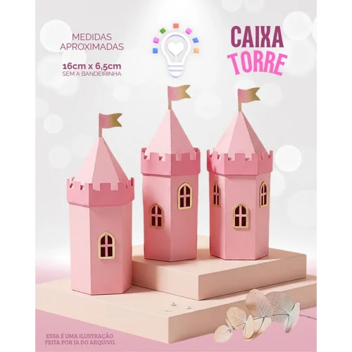 ARQUIVO DE CORTE CAIXA TORRE LEMBRANCINHA PRINCESAS