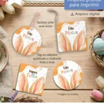 Artes Tag e Adesivo 6cm Páscoa