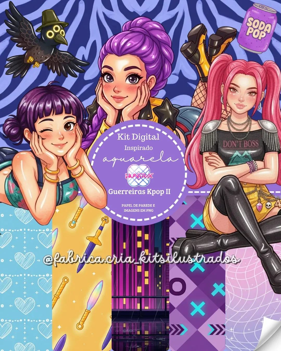 SaveClip.App_656462039_17884841964465498_6757293988417191888_n Kit Digital Aquarela Inspirado Guerreiras Kpop II - Imagem 1