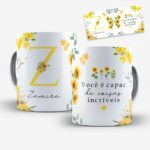 Arte Digital para Caneca Alfabeto Floral Girassol - Imagem 2