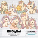Kit Digital Unicórnio kawaii