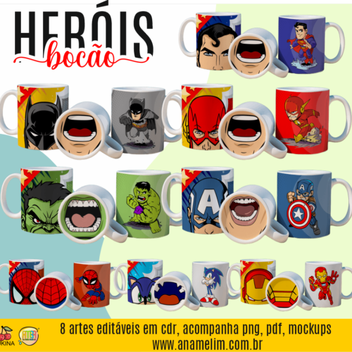 ESTAMPA HERÓIS BOCÃO CANECAS