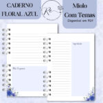 KIT DIGITAL CADERNO PARA O CONGRESSO 2026 - FLORAL AZUL COM TEMA - Imagem 4