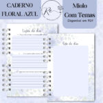 KIT DIGITAL CADERNO PARA O CONGRESSO 2026 - FLORAL AZUL COM TEMA - Imagem 3