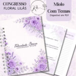 KIT DIGITAL CADERNO PARA O CONGRESSO 2026 - FLORAL LILÁS COM TEMA