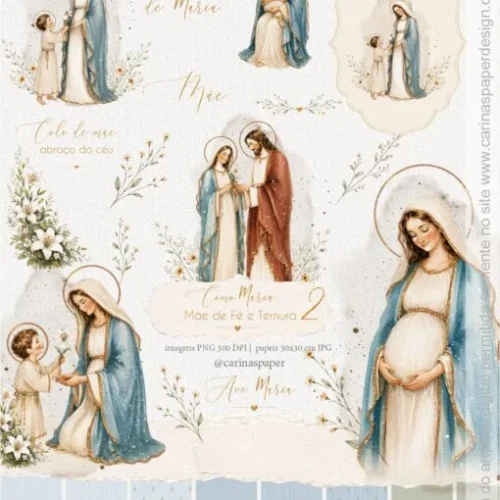 Kit Digital Ilustrações Como Maria: Mãe de Fé e Ternura 2