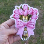 Tag tulipa Rosa e Azul Feliz Dia das Mães