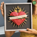 Quadro Sagrado Coração de Jesus com Moldura de Papel | Arquivo de Corte