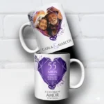 Arte Para Caneca Bodas de Ametista 55 anos de Casados Com Foto – Arquivo Digital Sublimação - Imagem 3
