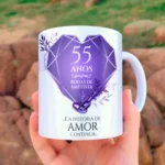 Arte Para Caneca Bodas de Ametista 55 anos de Casados Com Foto – Arquivo Digital Sublimação - Imagem 4