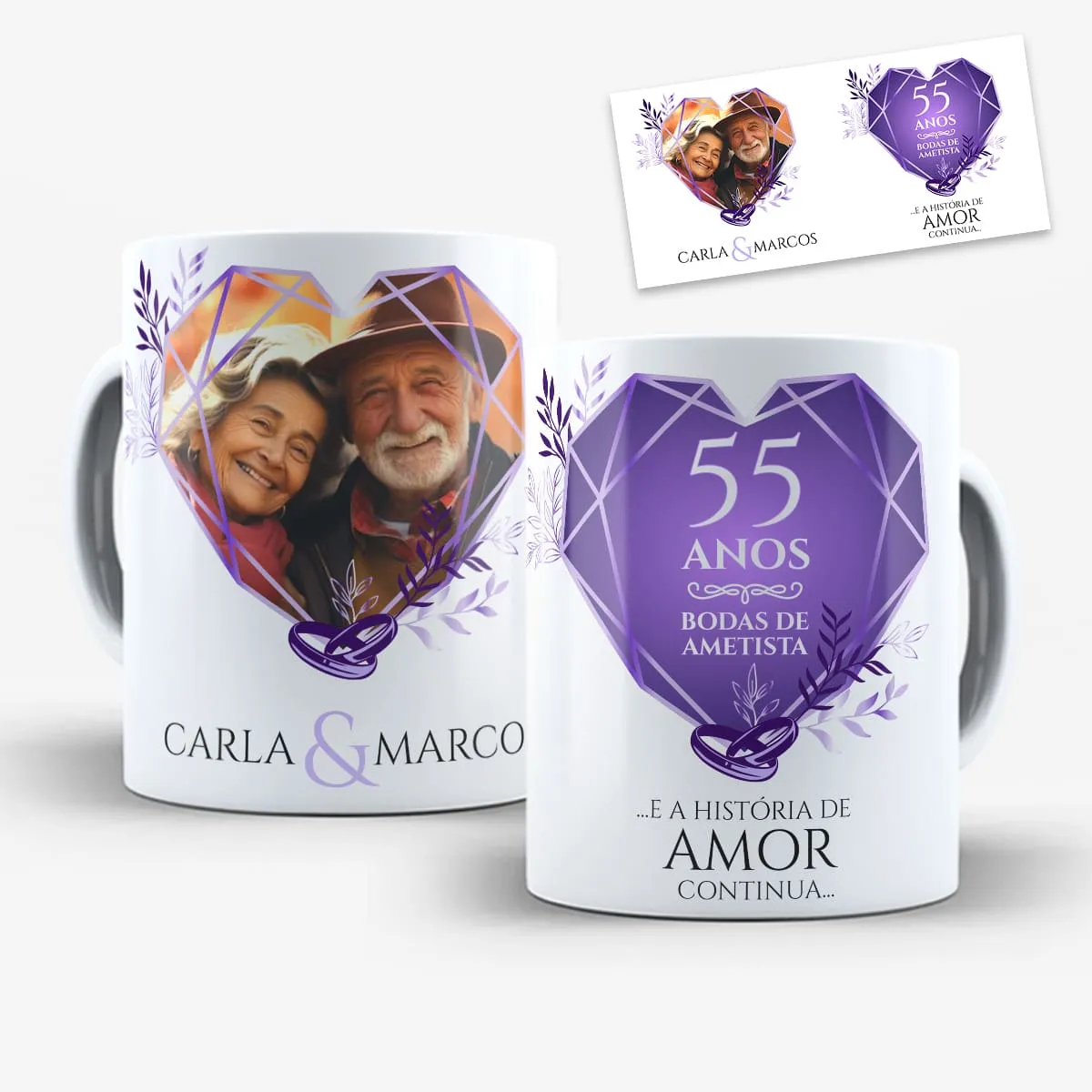 arte-para-caneca-bodas-de-ametista-55-anos-de-casados-com-foto Arte Para Caneca Bodas de Ametista 55 anos de Casados Com Foto – Arquivo Digital Sublimação - Imagem 1