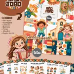 São João 2026 - Combo Ilustrações e Papéis + BRINDE (copa junina)