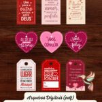 10 artes - Tags Personalizadas, Arquivo Digital em PDF, para enfeitar lembrancinhas com tema romântico.