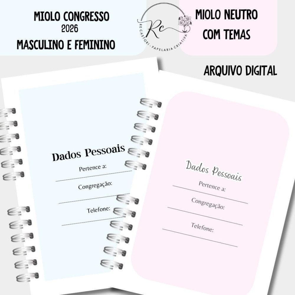 large KIT DIGITAL MIOLO NEUTRO CONGRESSO 2026 - FEMININO E MASCULINO - COM TEMA - Imagem 1