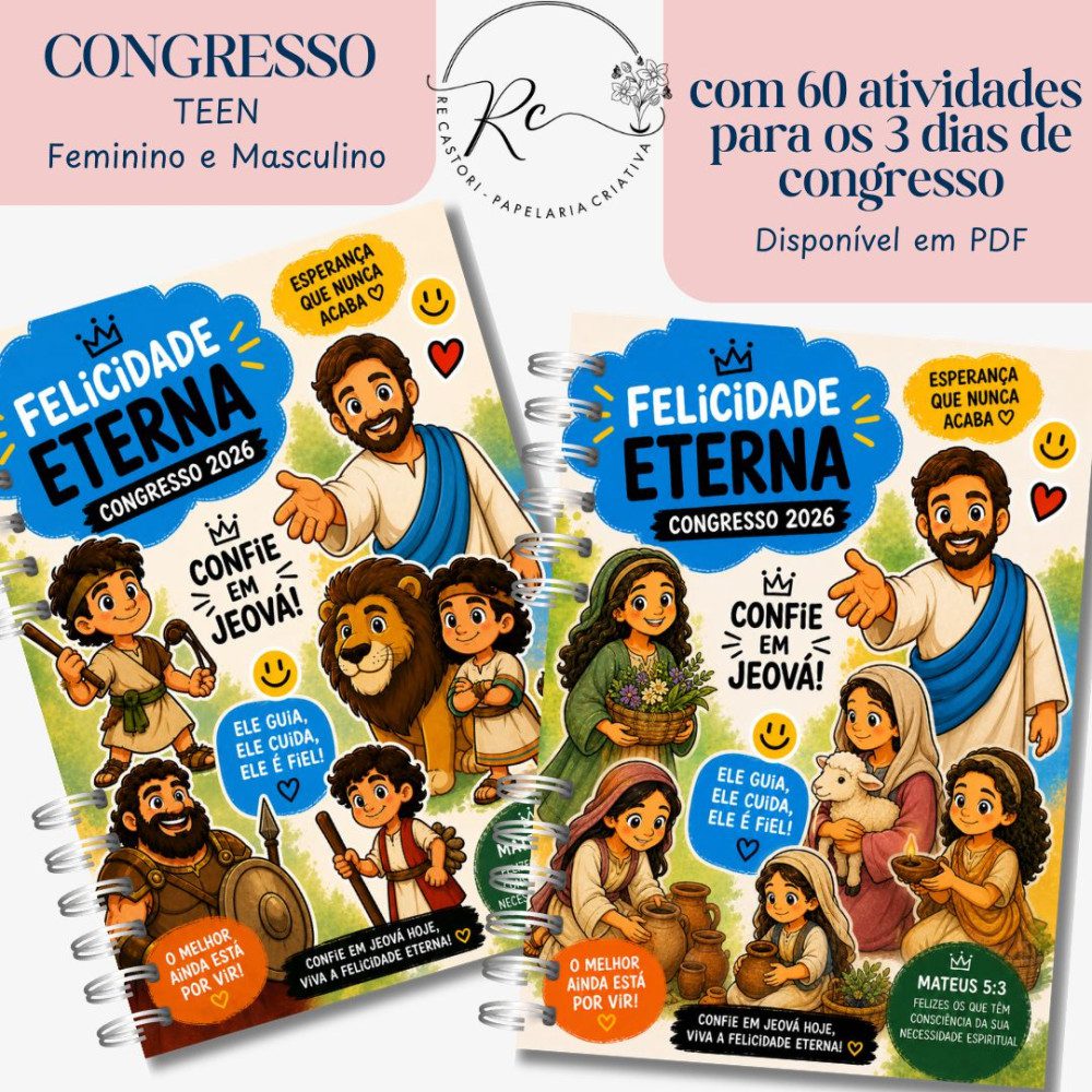 large (7) Kit Digital Caderno Congresso 2026 - Felicidade Eterna - Com Atividades para o público Teen - Imagem 1