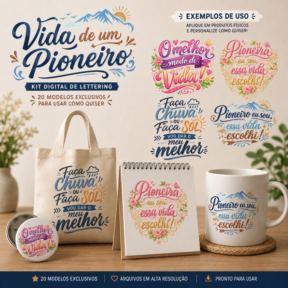large KIT DIGITAL LETTERING - VIDA DE UM PIONEIRO - Imagem 1