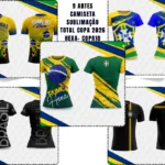 9 ARTES CAMISETA SUBLIMAÇÃO TOTAL COPA 2026 HEXA + Brinde
