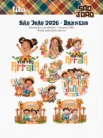 São João 2026 - Combo Ilustrações e Papéis + BRINDE (copa junina) - Imagem 8