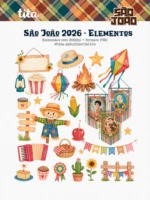 São João 2026 - Combo Ilustrações e Papéis + BRINDE (copa junina) - Imagem 12
