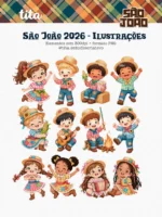 São João 2026 - Combo Ilustrações e Papéis + BRINDE (copa junina) - Imagem 5