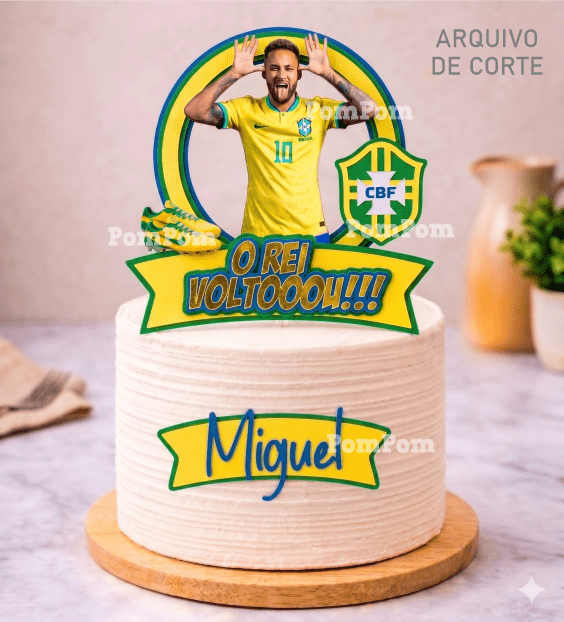 NeymarMiguel Arquivo de Corte Topo de Bolo Neymar - Imagem 1