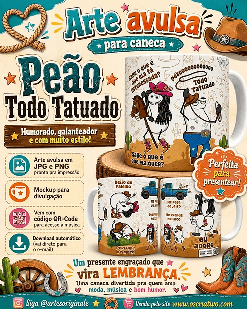 Peão Arte Avulsa Peão Todo Tatuado - Imagem 1