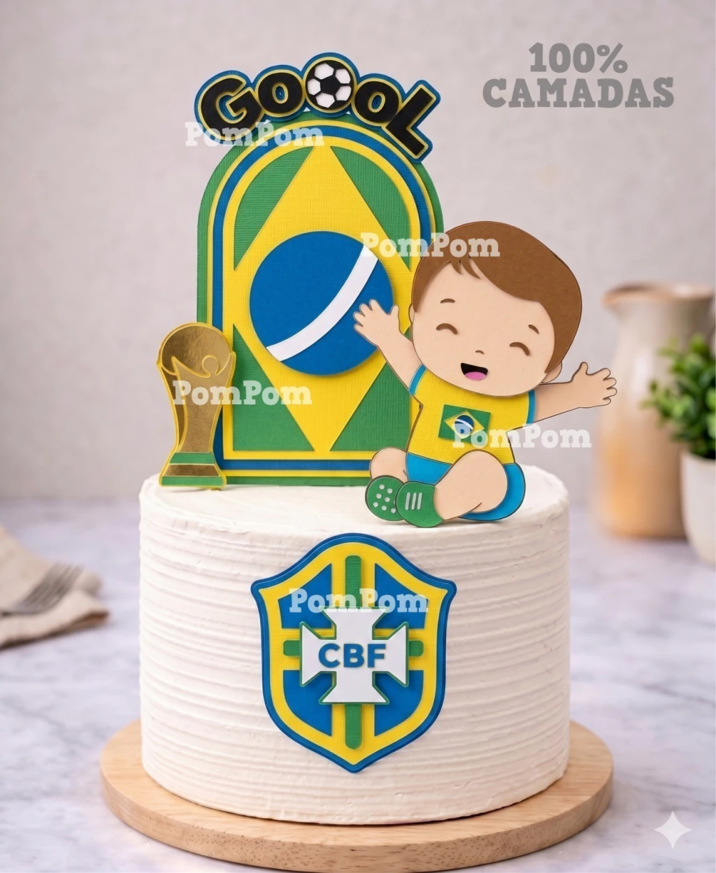 Topo de Bolo Futebol Brasil 01 Arquivo de Corte Topo de Bolo Copa do Mundo Brasil - Imagem 1