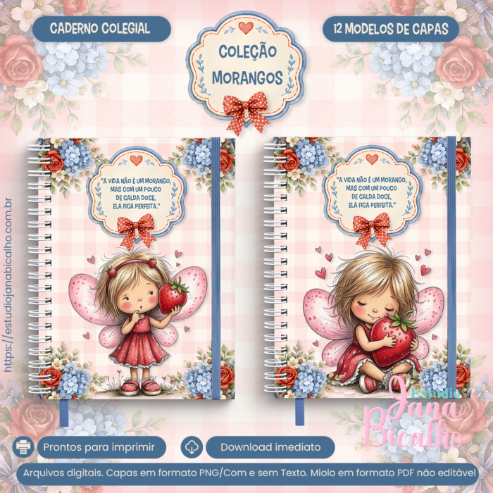 14-Colecao-Morangos Caderno Colegial Coleção Morangos - Imagem 1