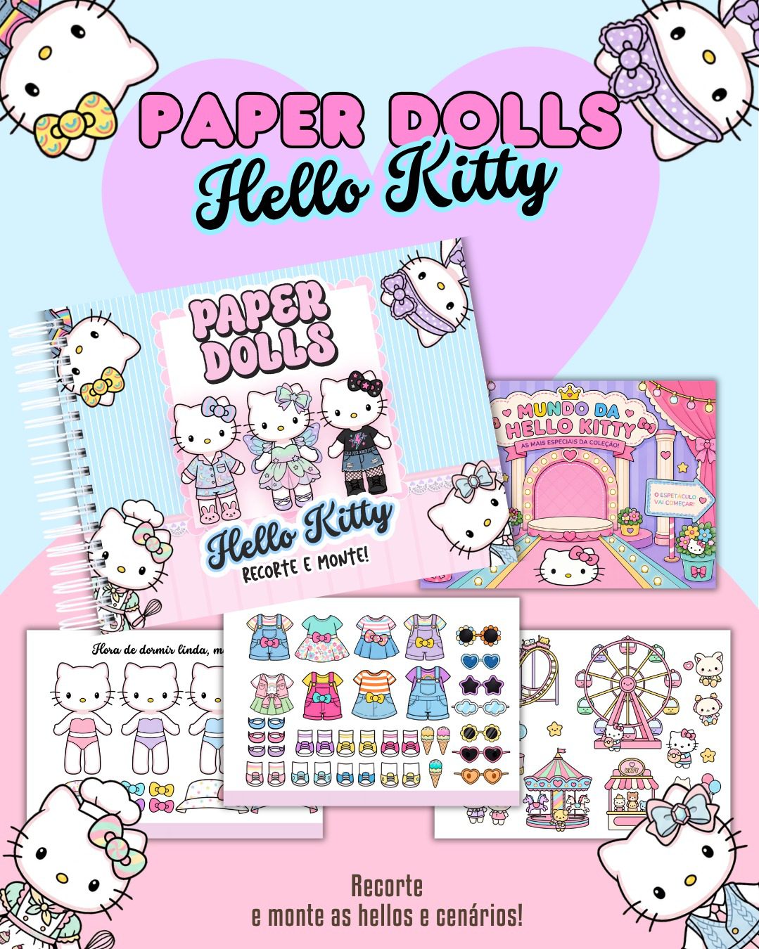 2) HELLO KITTY Livrinho Colorido Paper Hello Kitty - Imagem 1