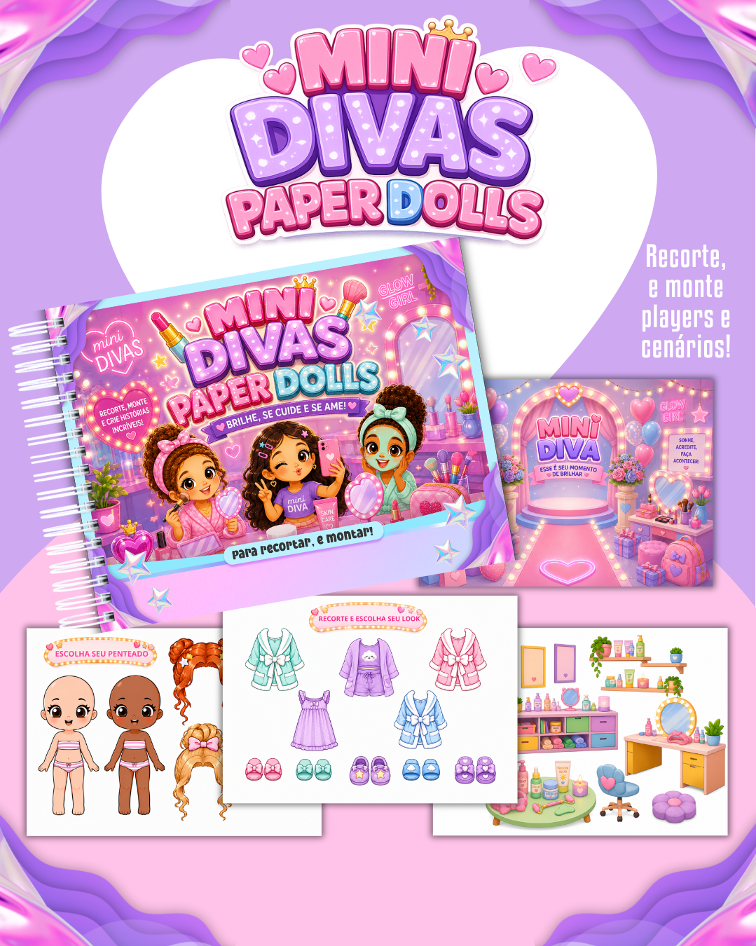 5) MINI DIVAS Livrinho Colorido Paper Dolls MINI DIVAS - Imagem 1
